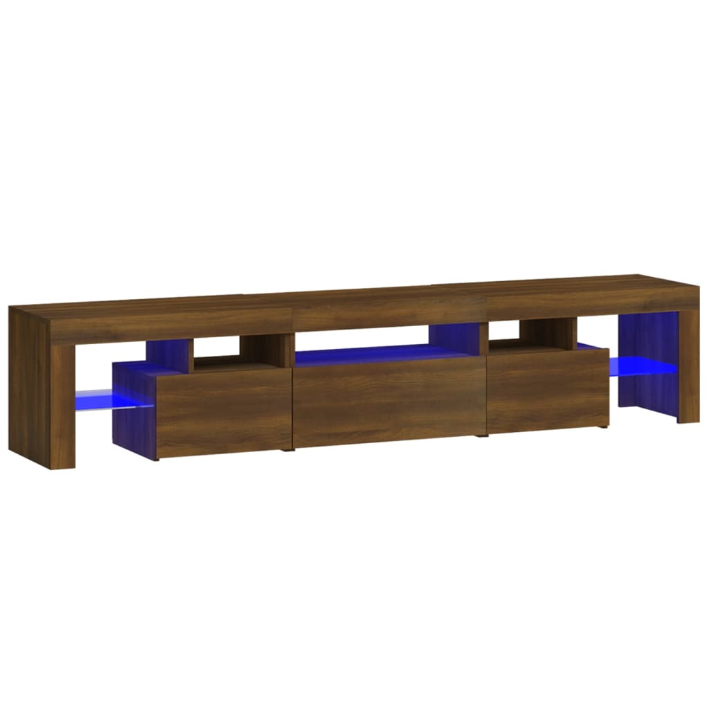 Mueble de TV con luces LED marrón roble 200x36,5x40 cm vidaXL