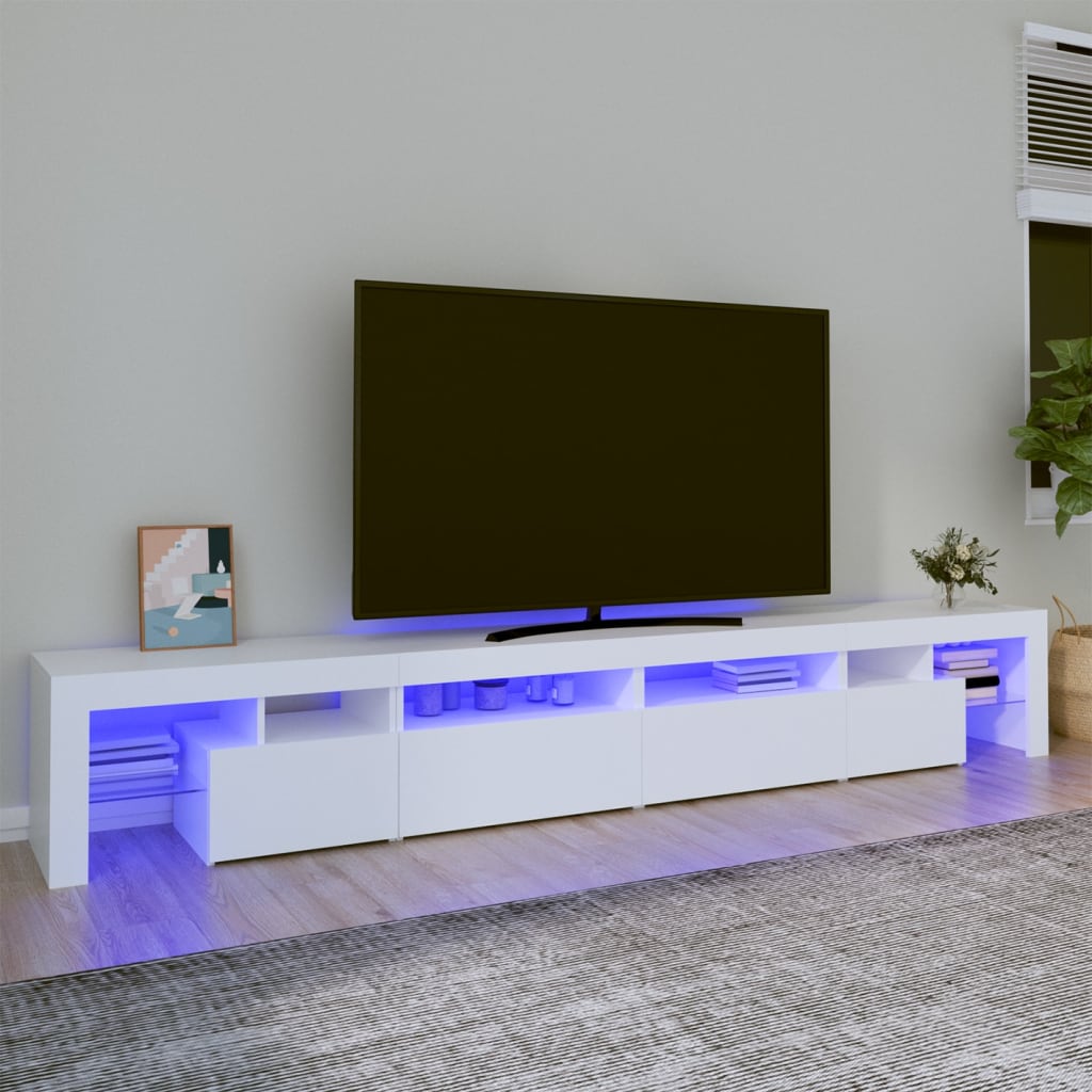 Vetonek Mueble de TV con luces LED blanco 260x36,5x40 cm