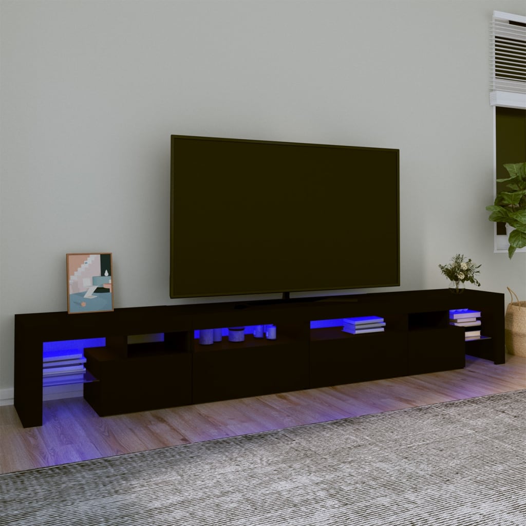 Vetonek Mueble de TV con luces LED Negro 260x36,5x40 cm