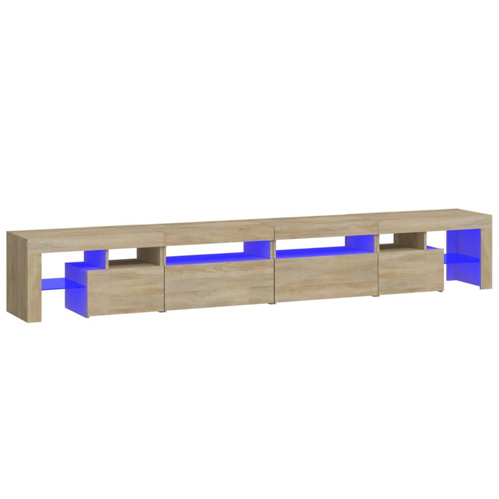 Mueble de TV con luces LED roble Sonoma 260x36,5x40 cm vidaXL