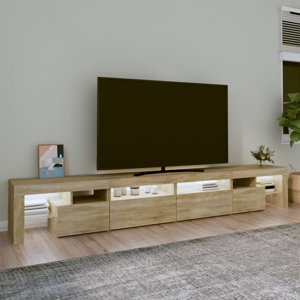 Mueble de TV con luces LED roble Sonoma 260x36,5x40 cm vidaXL