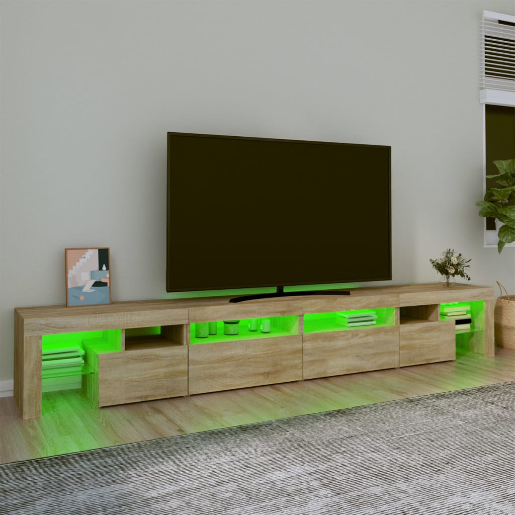 Mueble de TV con luces LED roble Sonoma 260x36,5x40 cm vidaXL