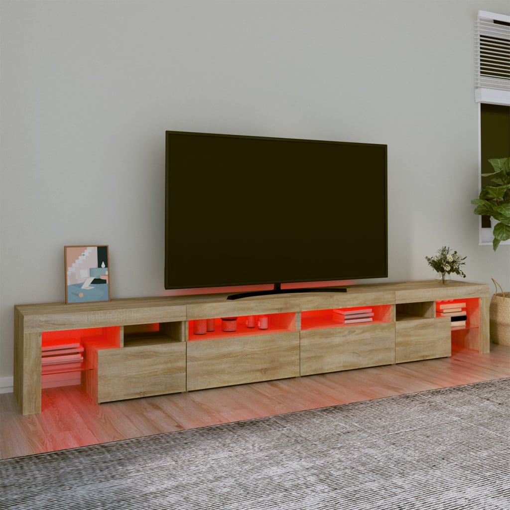 Mueble de TV con luces LED roble Sonoma 260x36,5x40 cm vidaXL