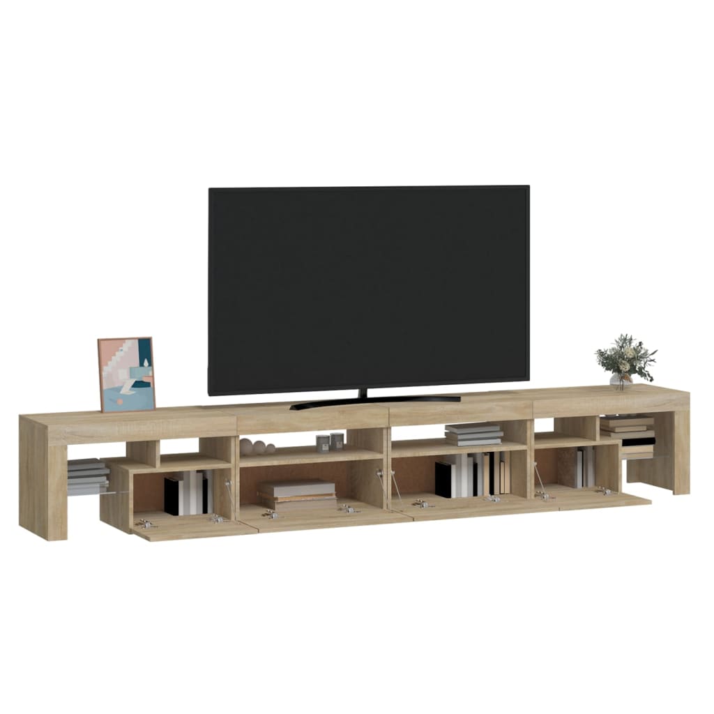 Mueble de TV con luces LED roble Sonoma 260x36,5x40 cm vidaXL