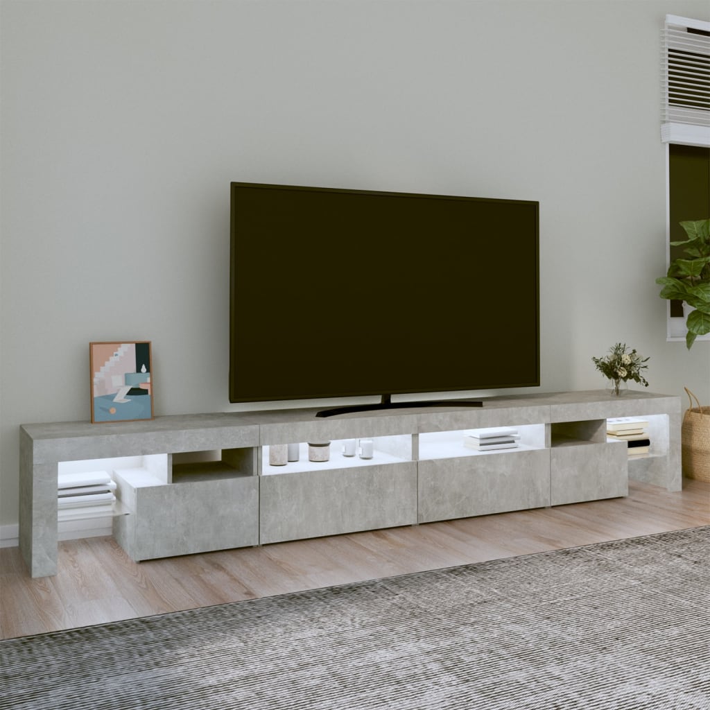 Mobili TV con luci a LED grigio 260x36,5x40 cm