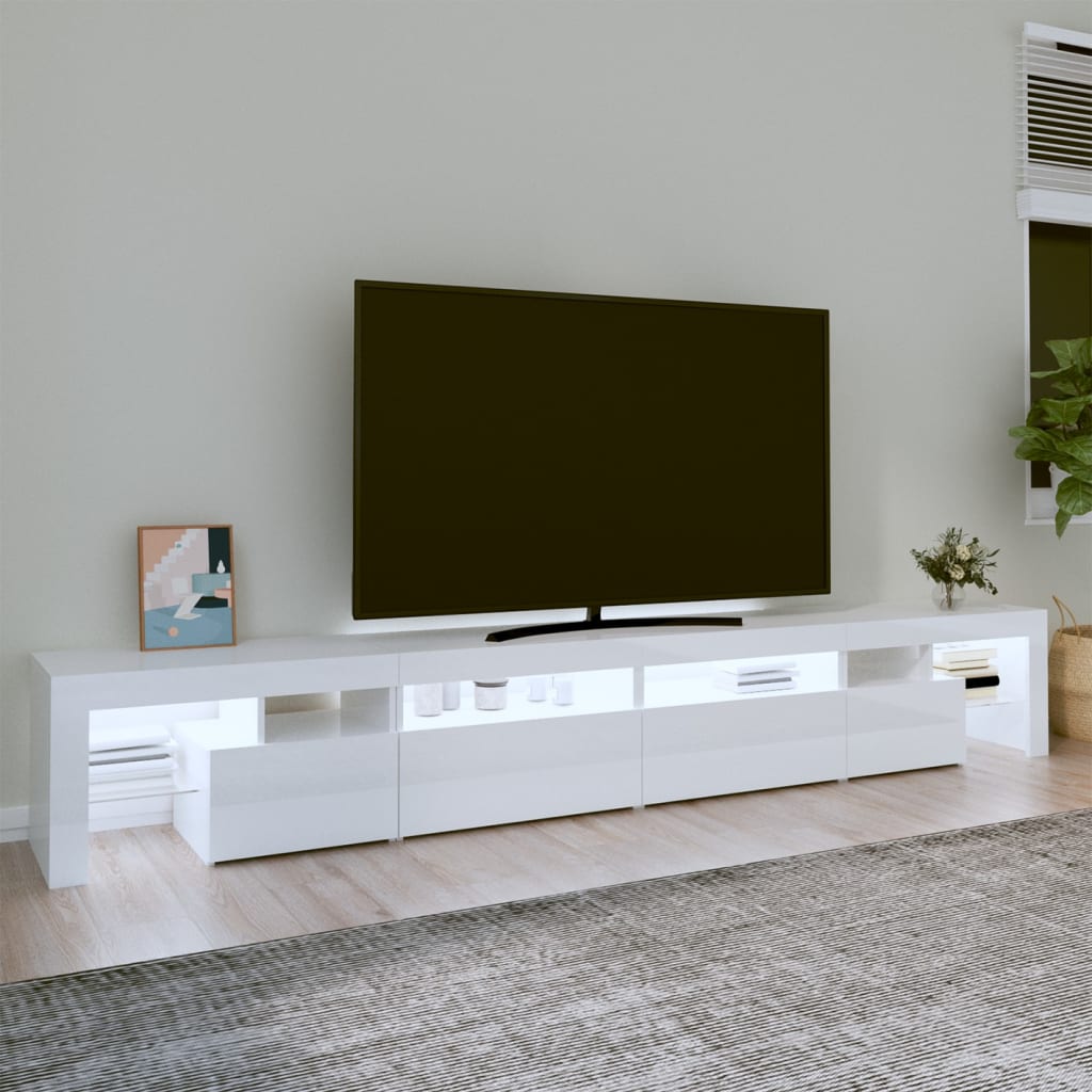 Mueble de TV con luces LED blanco brillante 260x36,5x40 cm vidaXL