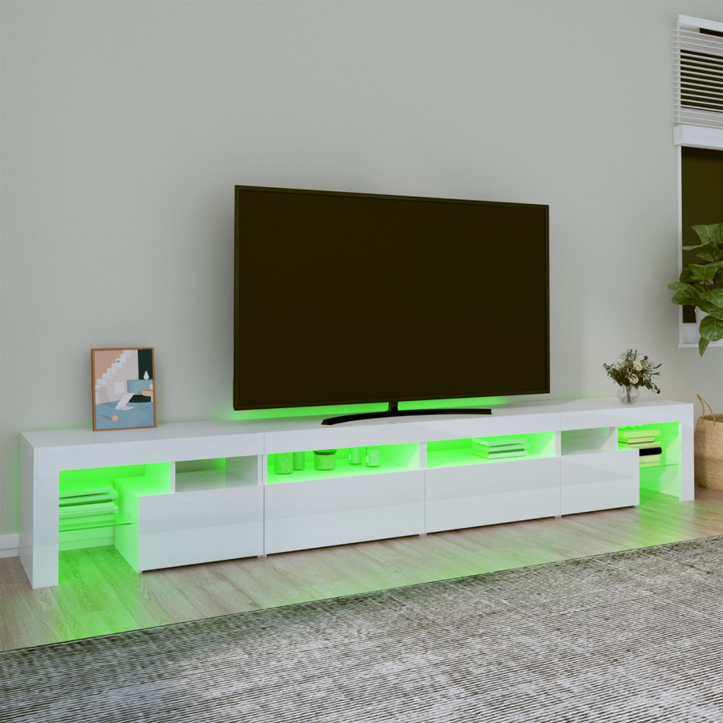 Mueble de TV con luces LED blanco brillante 260x36,5x40 cm vidaXL