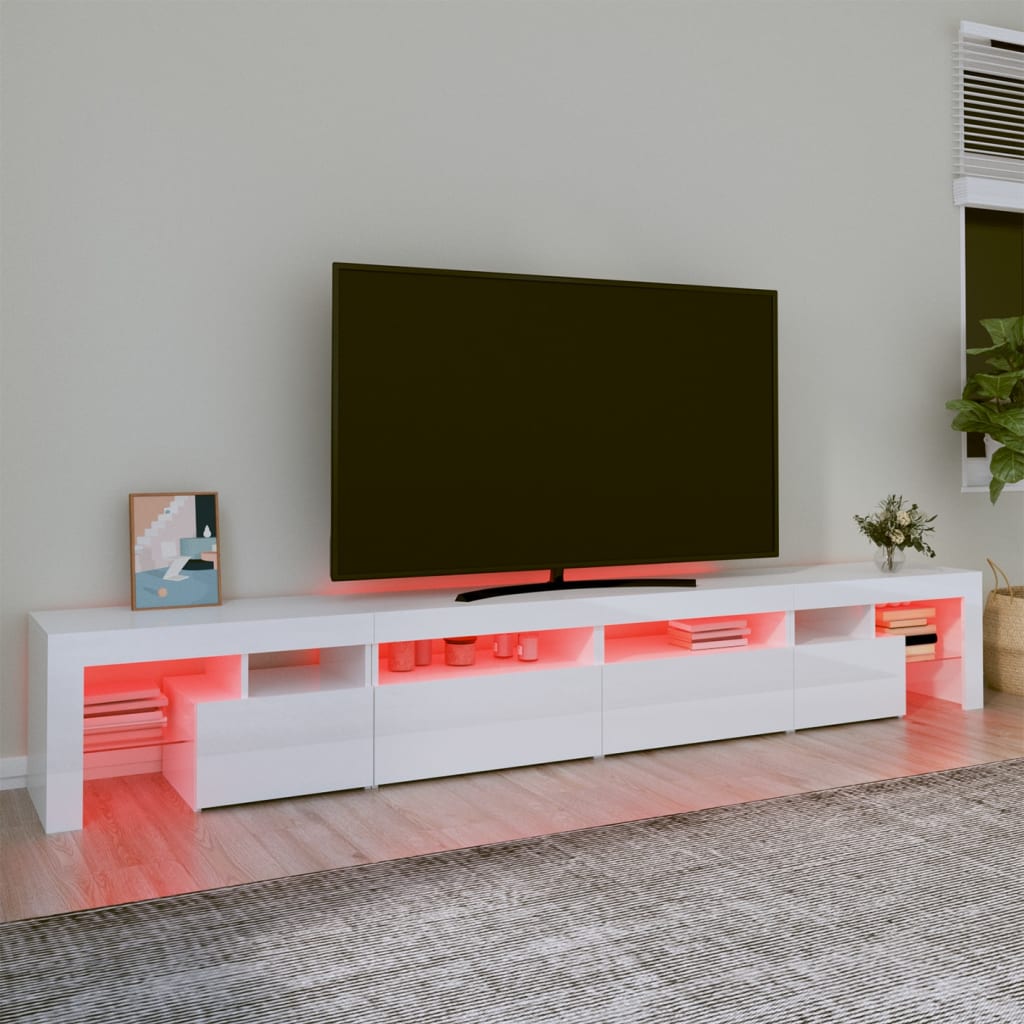 Mueble de TV con luces LED blanco brillante 260x36,5x40 cm vidaXL