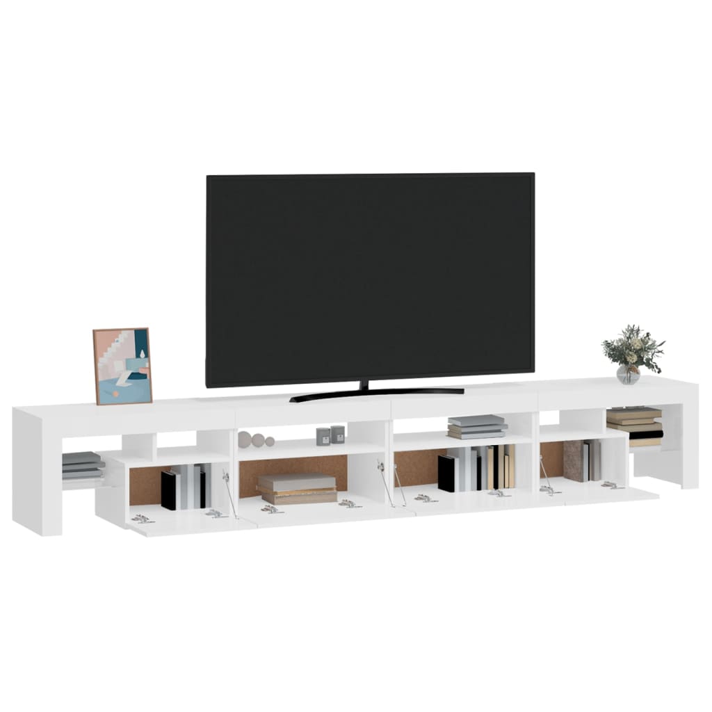 Mueble de TV con luces LED blanco brillante 260x36,5x40 cm vidaXL