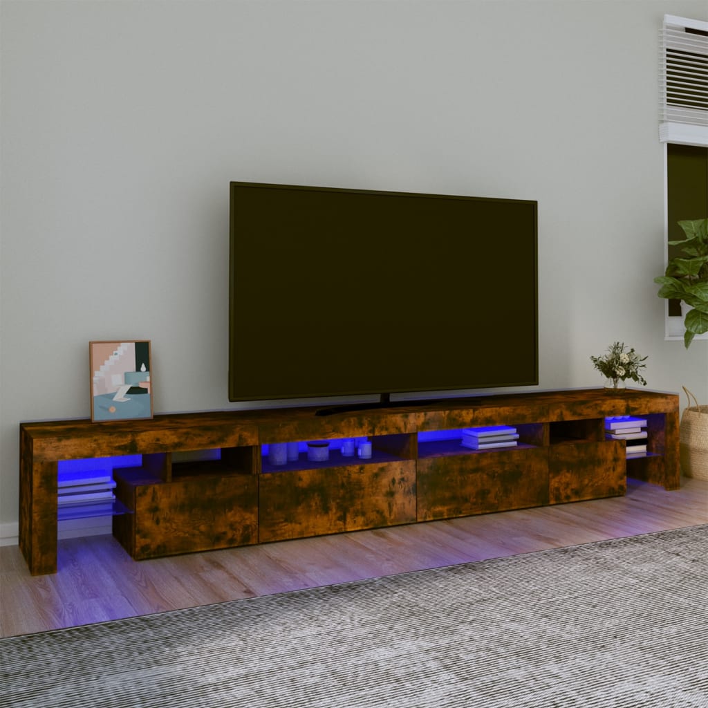 Vetonek Mueble de TV con luces LED color roble ahumado 260x36,5x40 cm