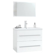 Vetonek Conjunto de muebles de baño 3 piezas blanco brillante
