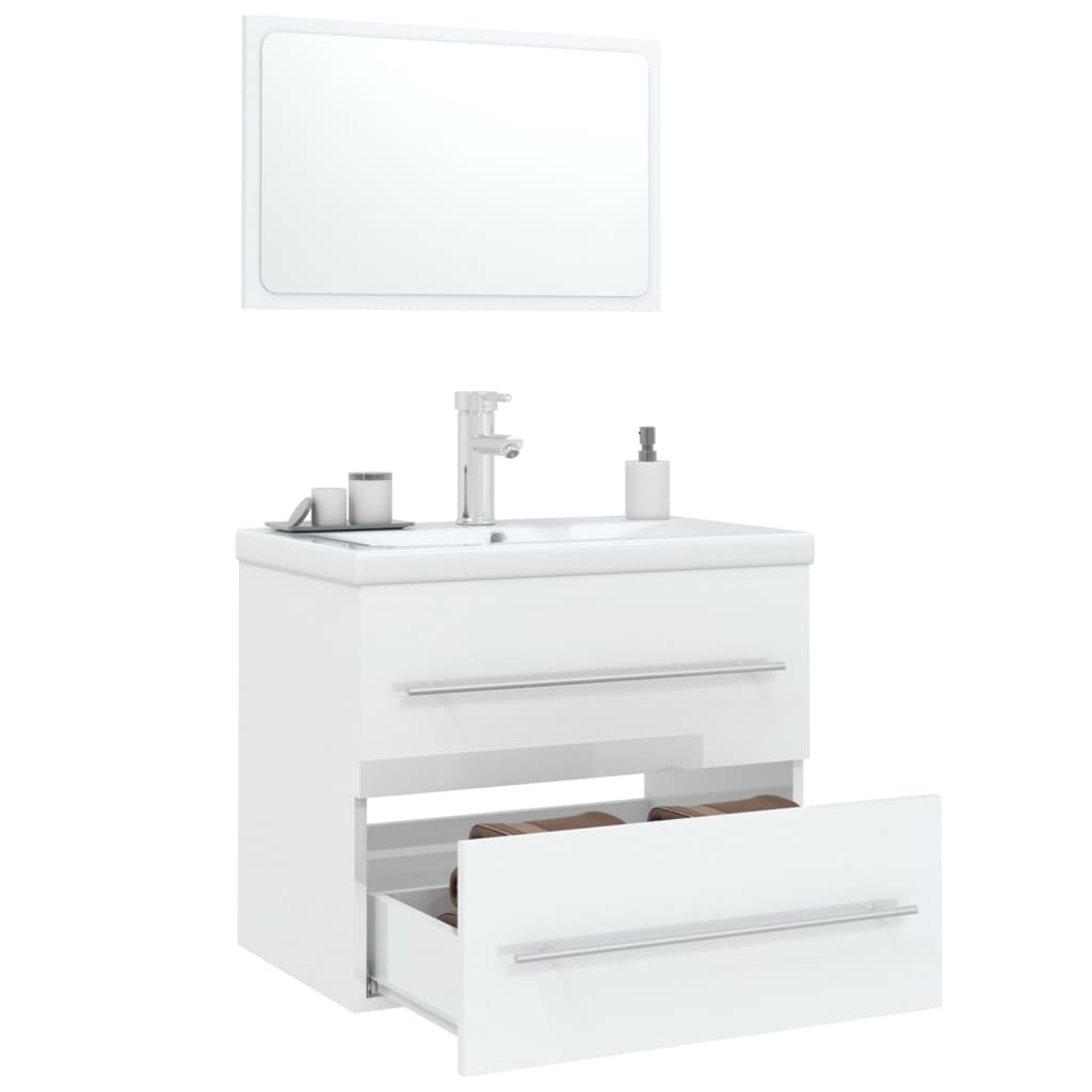 Conjunto de muebles de baño 3 piezas blanco brillante v9876 - Vetonek