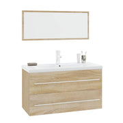Vetonek Conjunto de muebles de baño 3 piezas color roble Sonoma