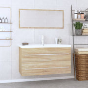 Conjunto de muebles de baño 3 piezas color roble sonoma v9982 Vetonek