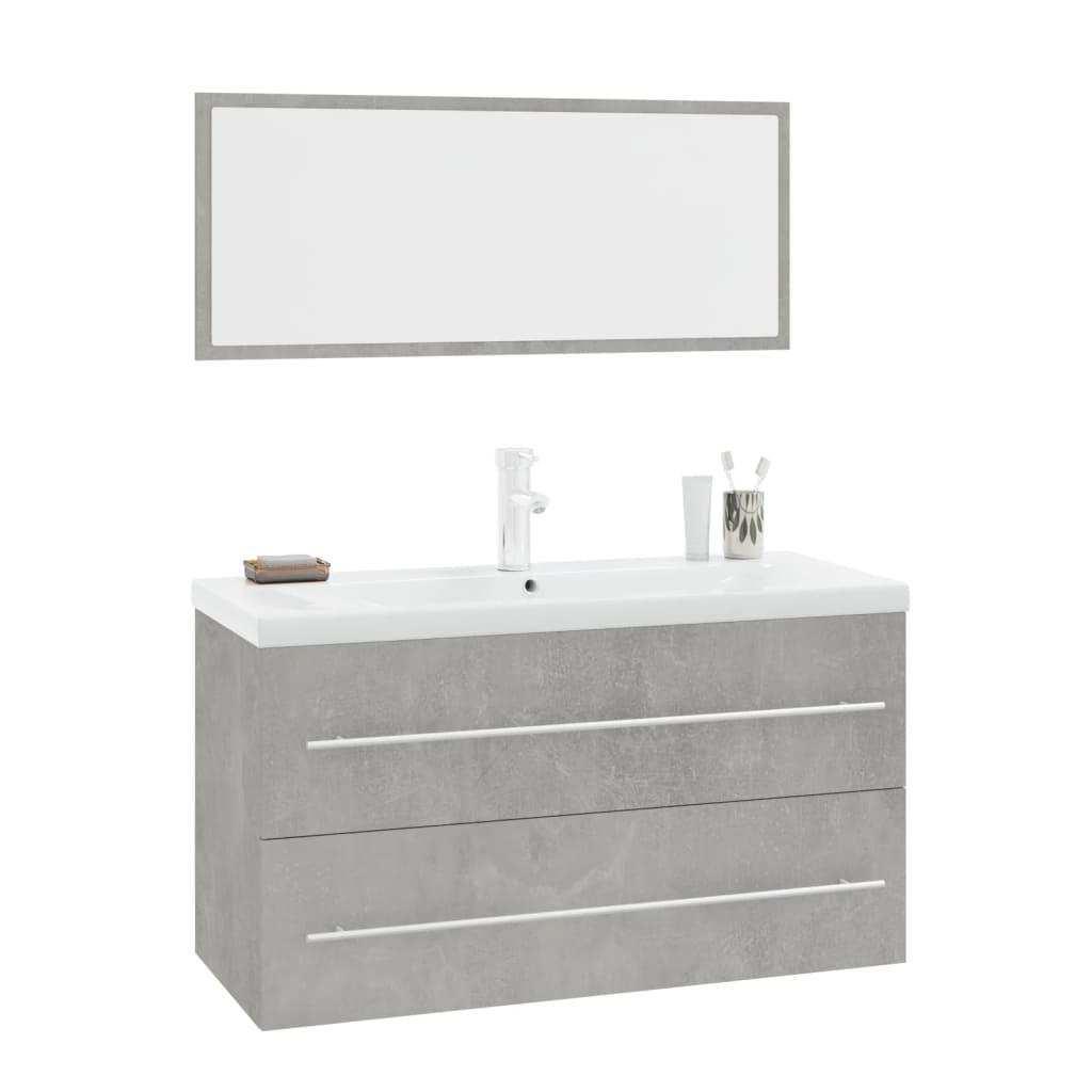 Vetonek Conjunto de muebles de baño 3 piezas gris hormigón