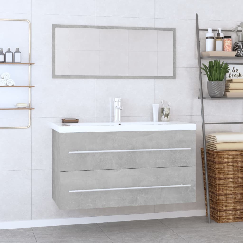 Conjunto de muebles de baño 3 piezas gris hormigón v9999 Vetonek
