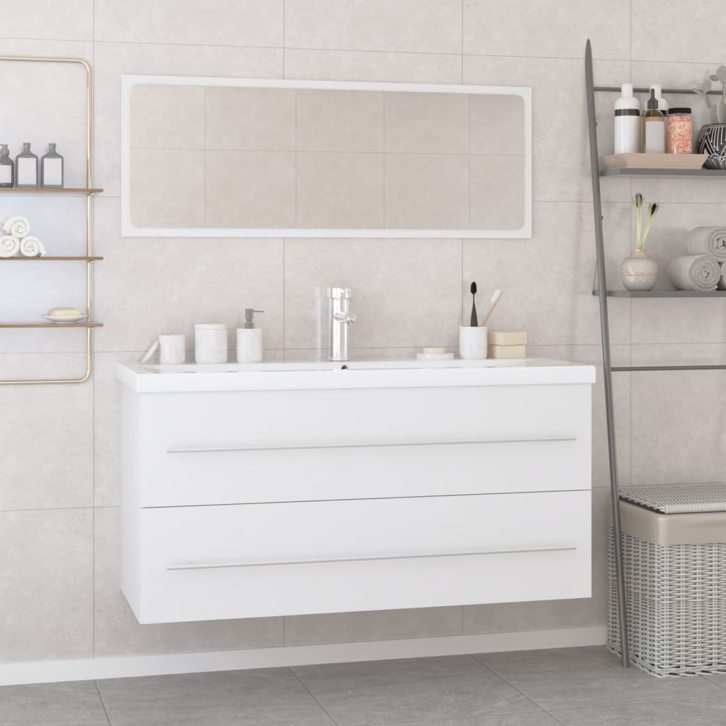 Conjunto de muebles de baño madera contrachapada blanco v0018 Vetonek