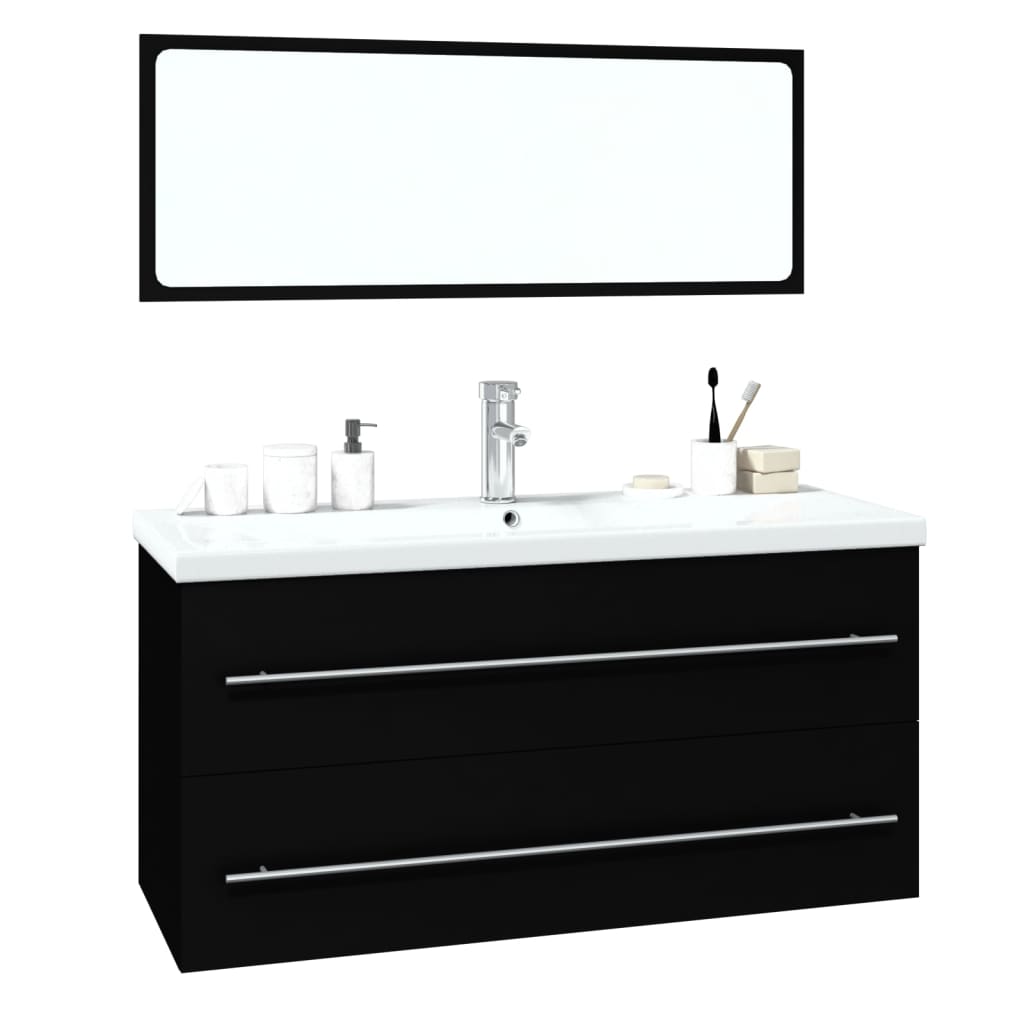 Conjunto de muebles de baño madera contrachapada negro V0025 Vetonek
