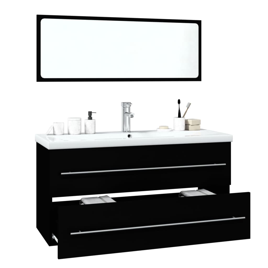 Conjunto de muebles de baño madera contrachapada negro V0025 Vetonek