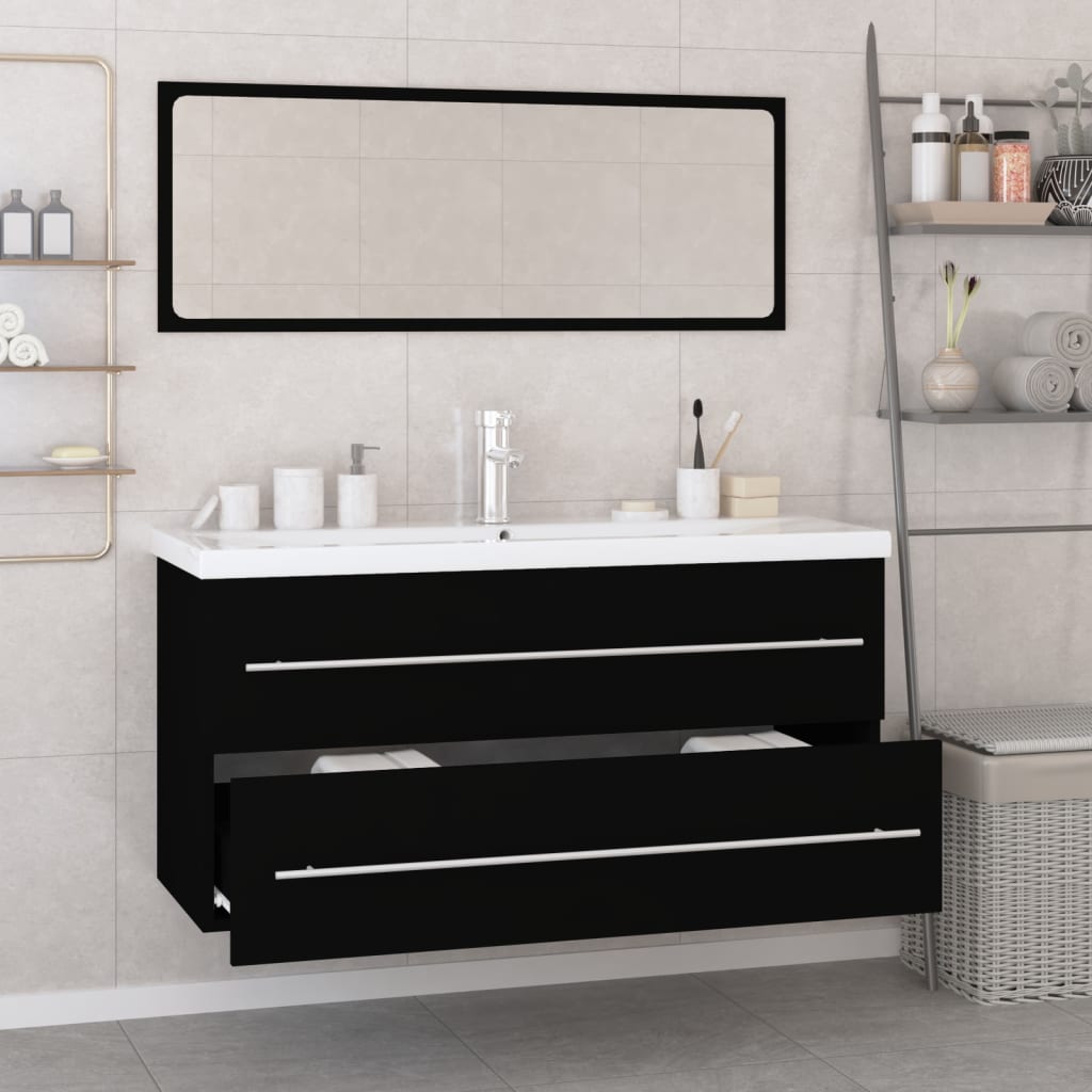 Conjunto de muebles de baño madera contrachapada negro V0025 Vetonek