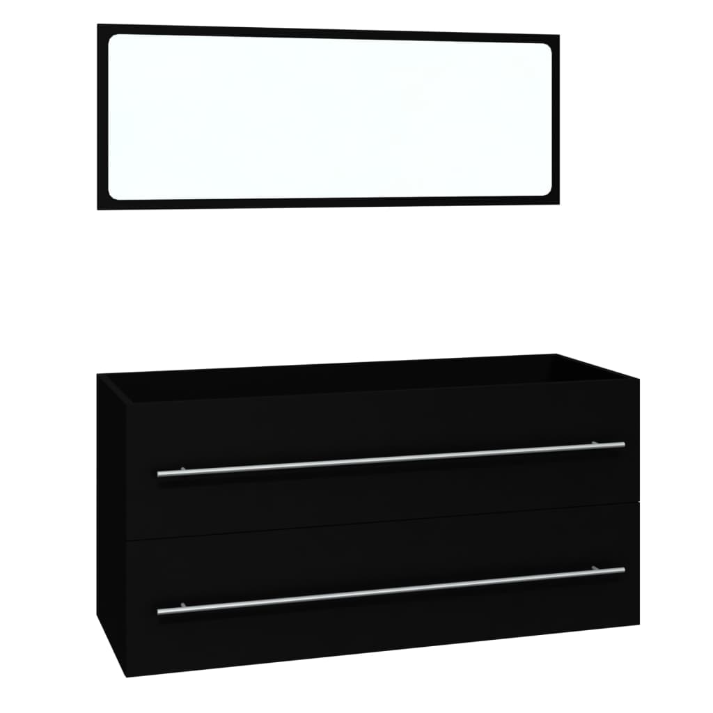 Conjunto de muebles de baño madera contrachapada negro V0025 Vetonek