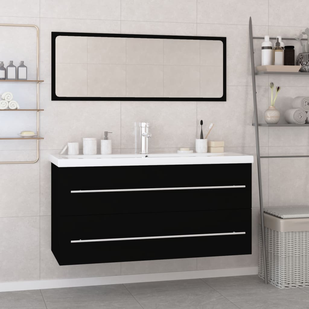 Conjunto de muebles de baño madera contrachapada negro V0025 Vetonek