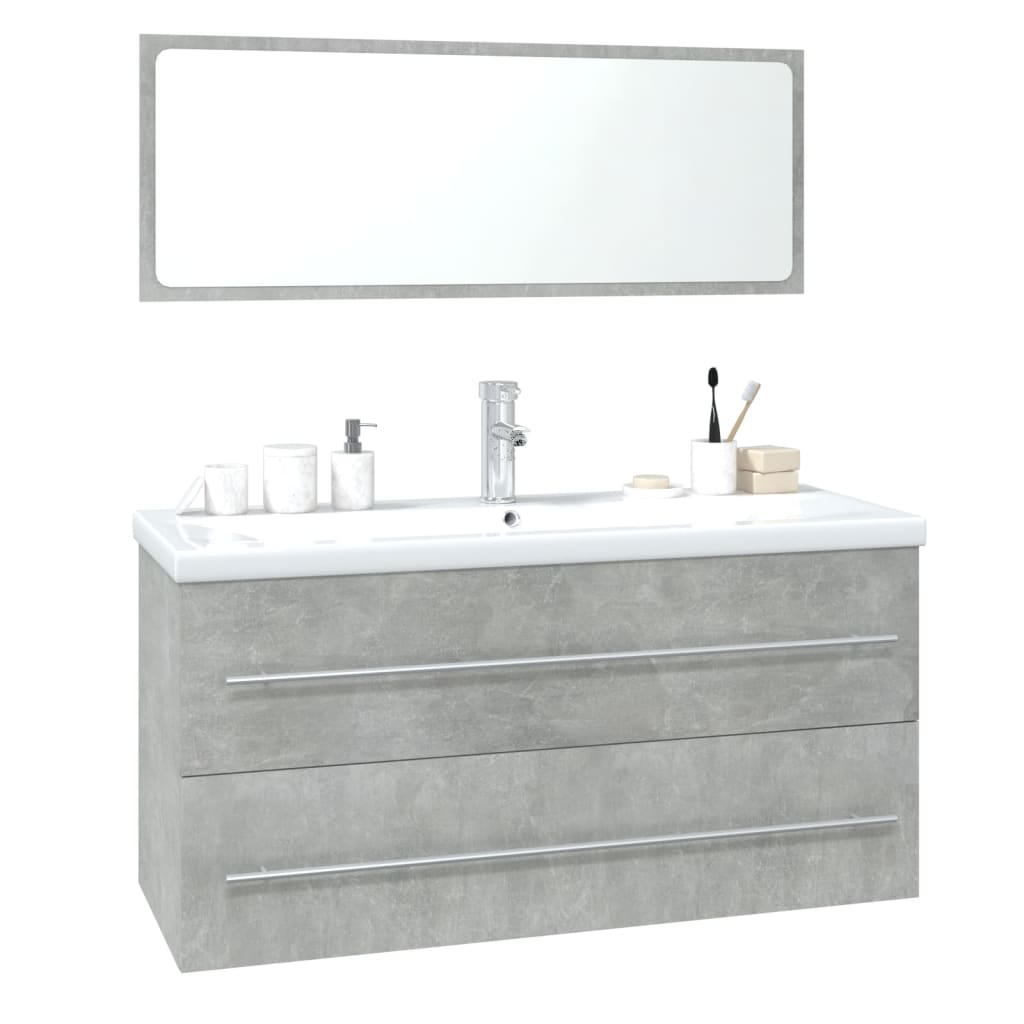 Conjunto de muebles de baño madera contrachapada gris hormigón V0049 Vetonek