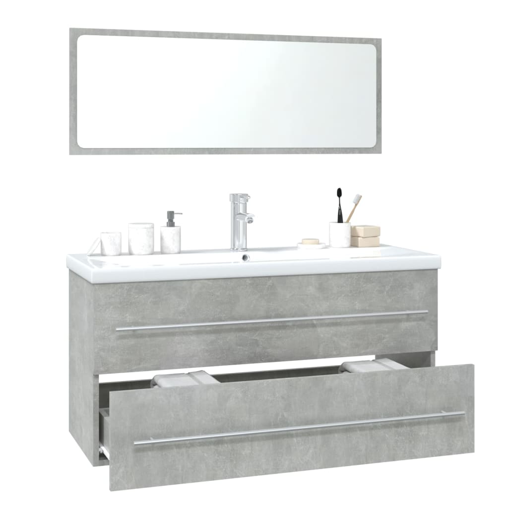 Conjunto de muebles de baño madera contrachapada gris hormigón V0049 Vetonek