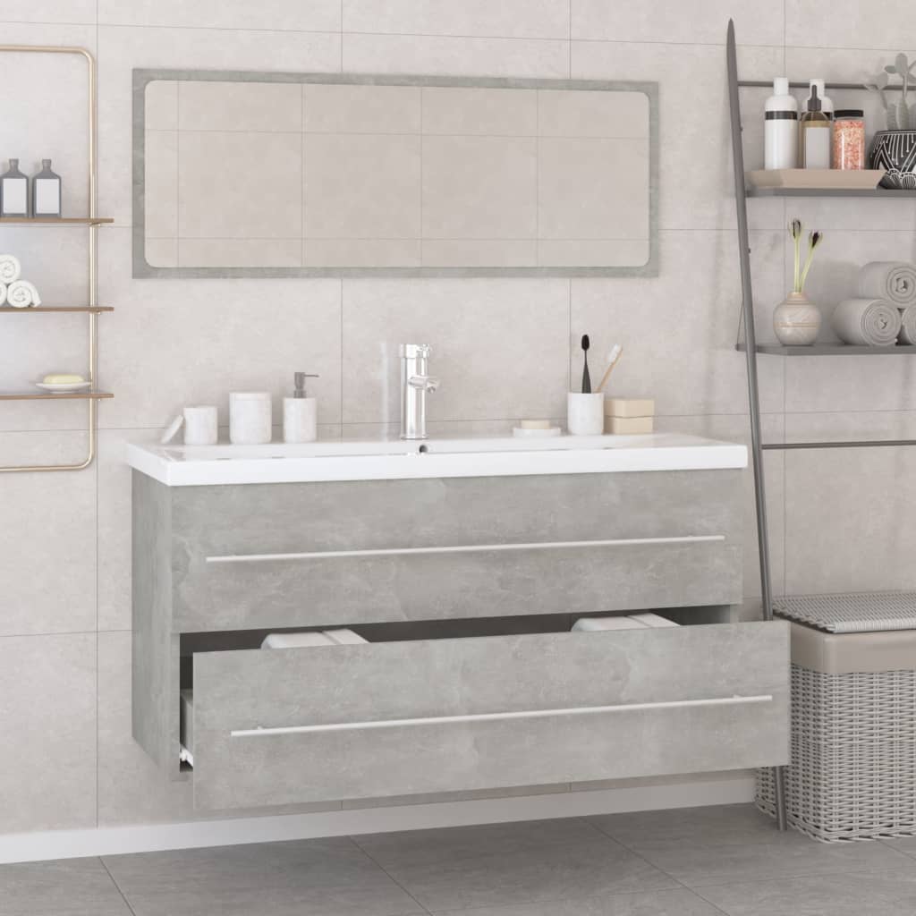 Conjunto de muebles de baño madera contrachapada gris hormigón V0049 Vetonek