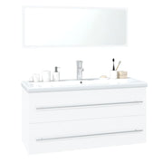 Vetonek Conjunto de muebles de baño madera contrachapada blanco brillo