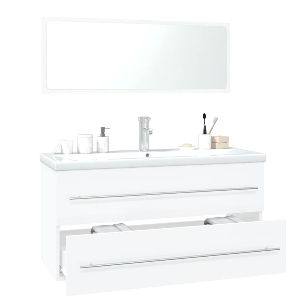 Conjunto de muebles de baño madera contrachapada blanco brillo v0056 - Vetonek