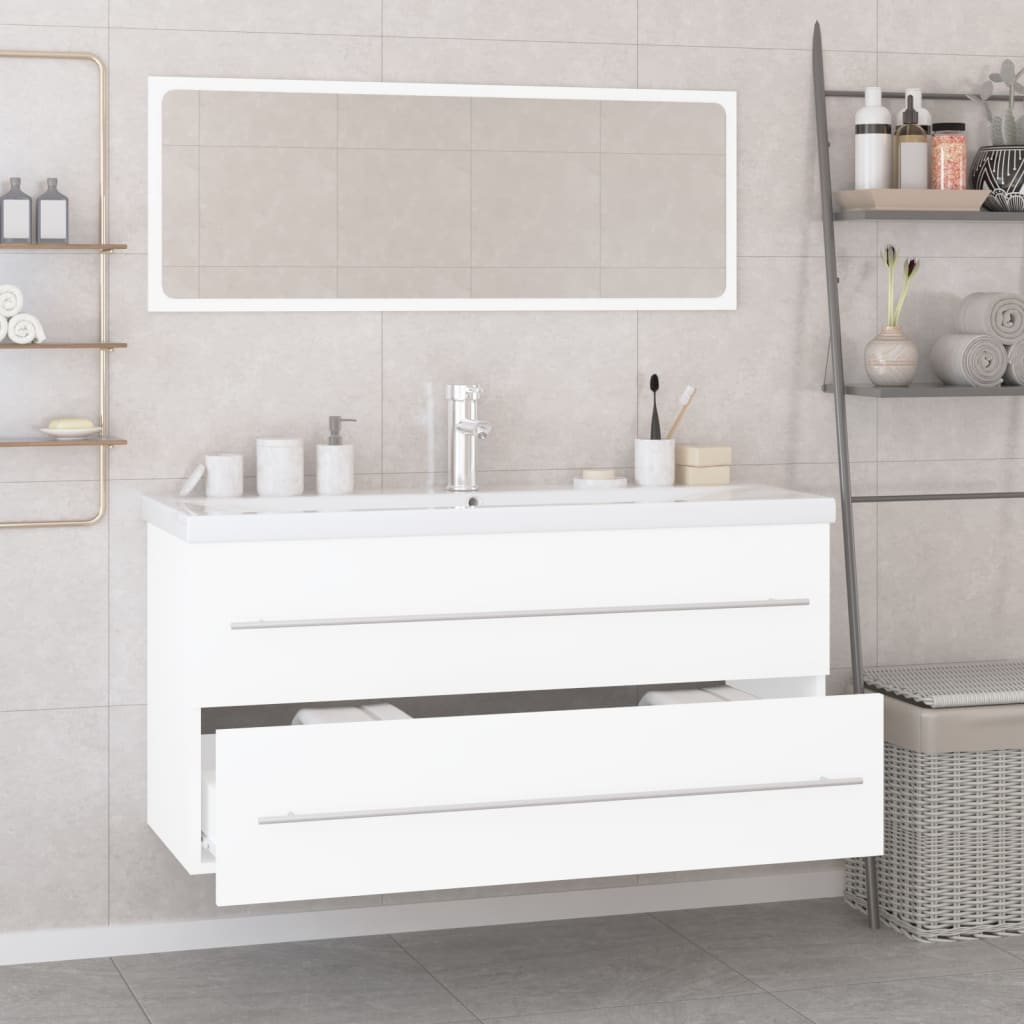 Conjunto de muebles de baño madera contrachapada blanco brillo v0056 - Vetonek