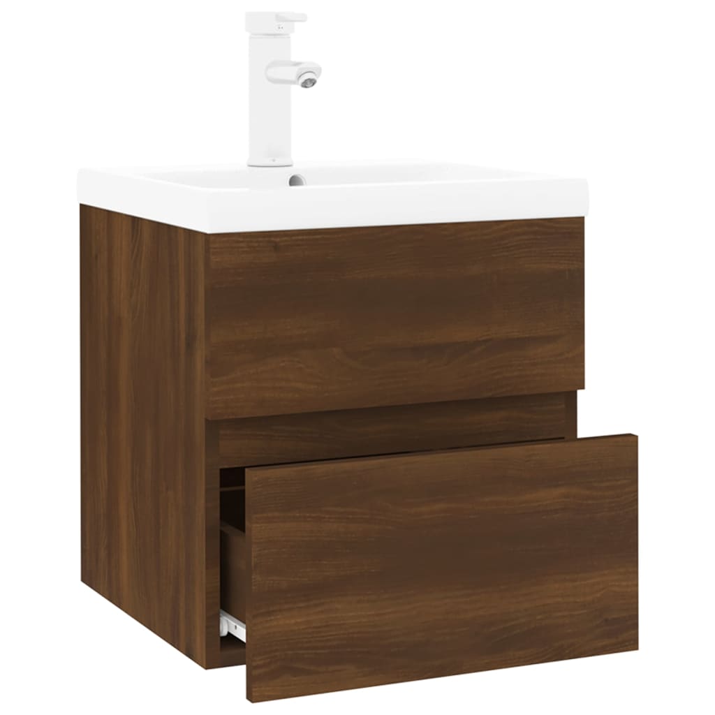 Mueble de baño con lavabo madera marrón roble vidaXL