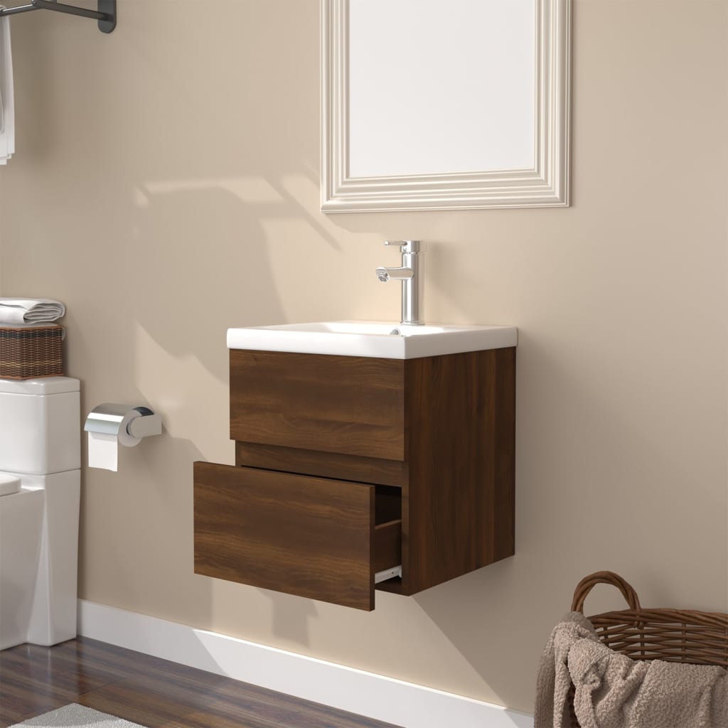 Mueble de baño con lavabo madera marrón roble vidaXL