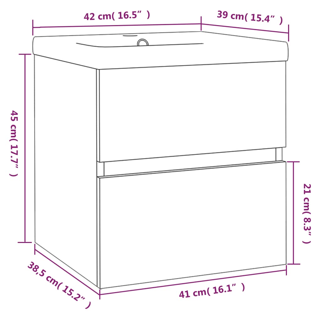 Mueble de baño con lavabo madera marrón roble vidaXL