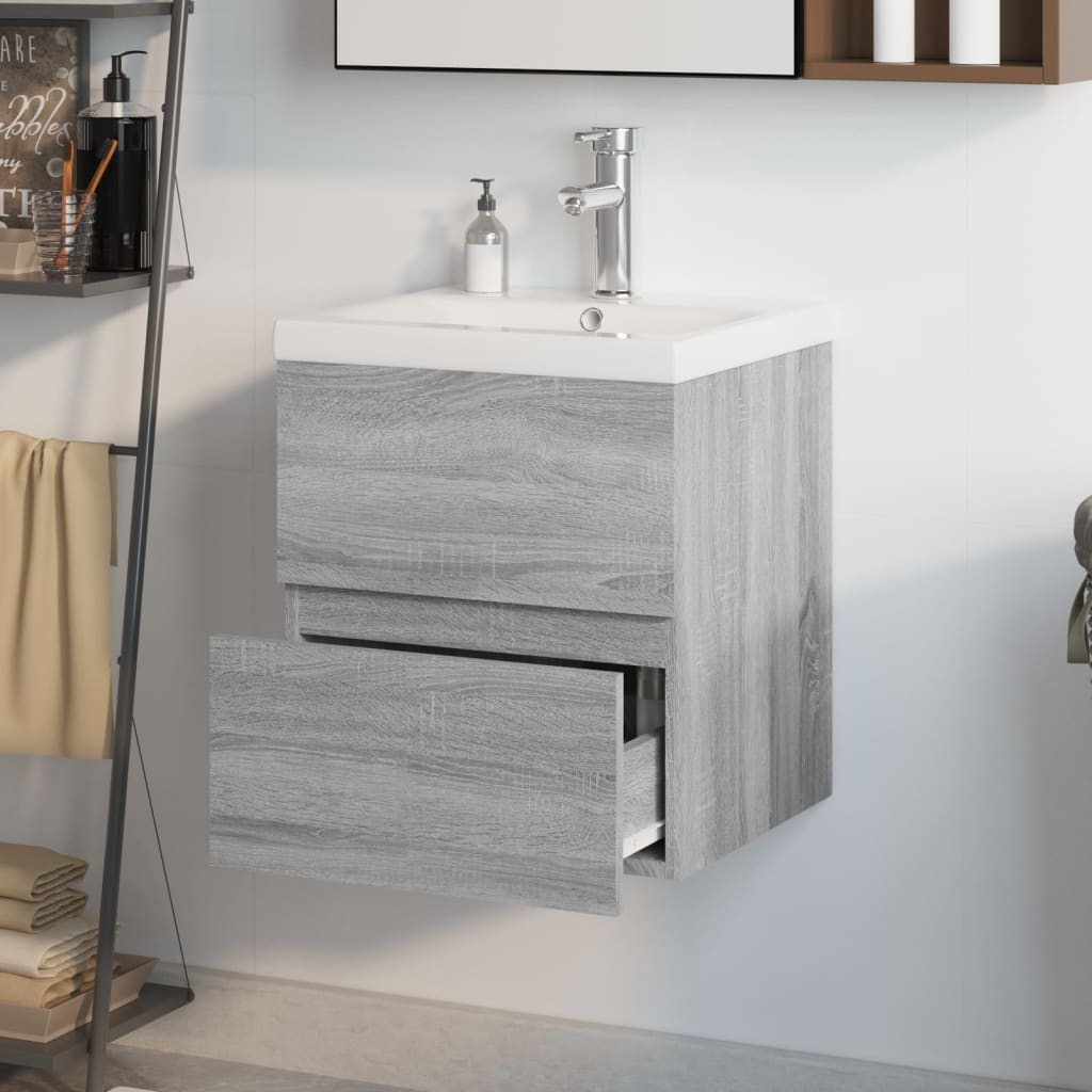 Mueble de baño con lavabo madera gris Sonoma vidaXL