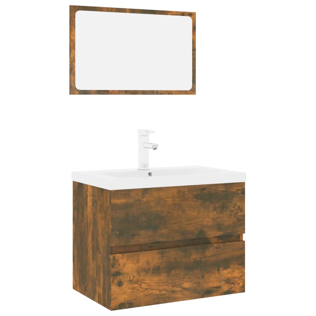 Set de muebles de baño madera color roble ahumado vidaXL