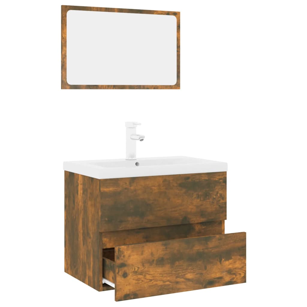 Set de muebles de baño madera color roble ahumado vidaXL