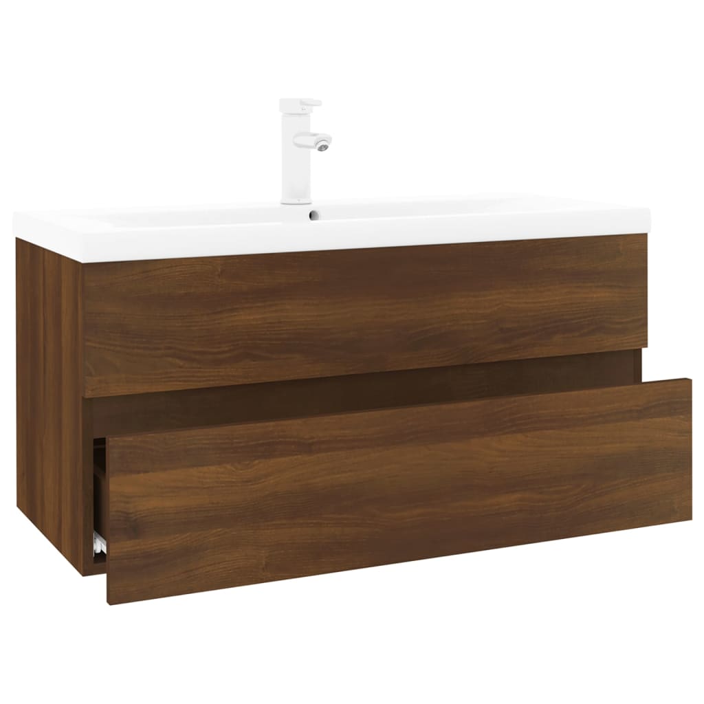 Mueble de baño con lavabo madera marrón roble vidaXL