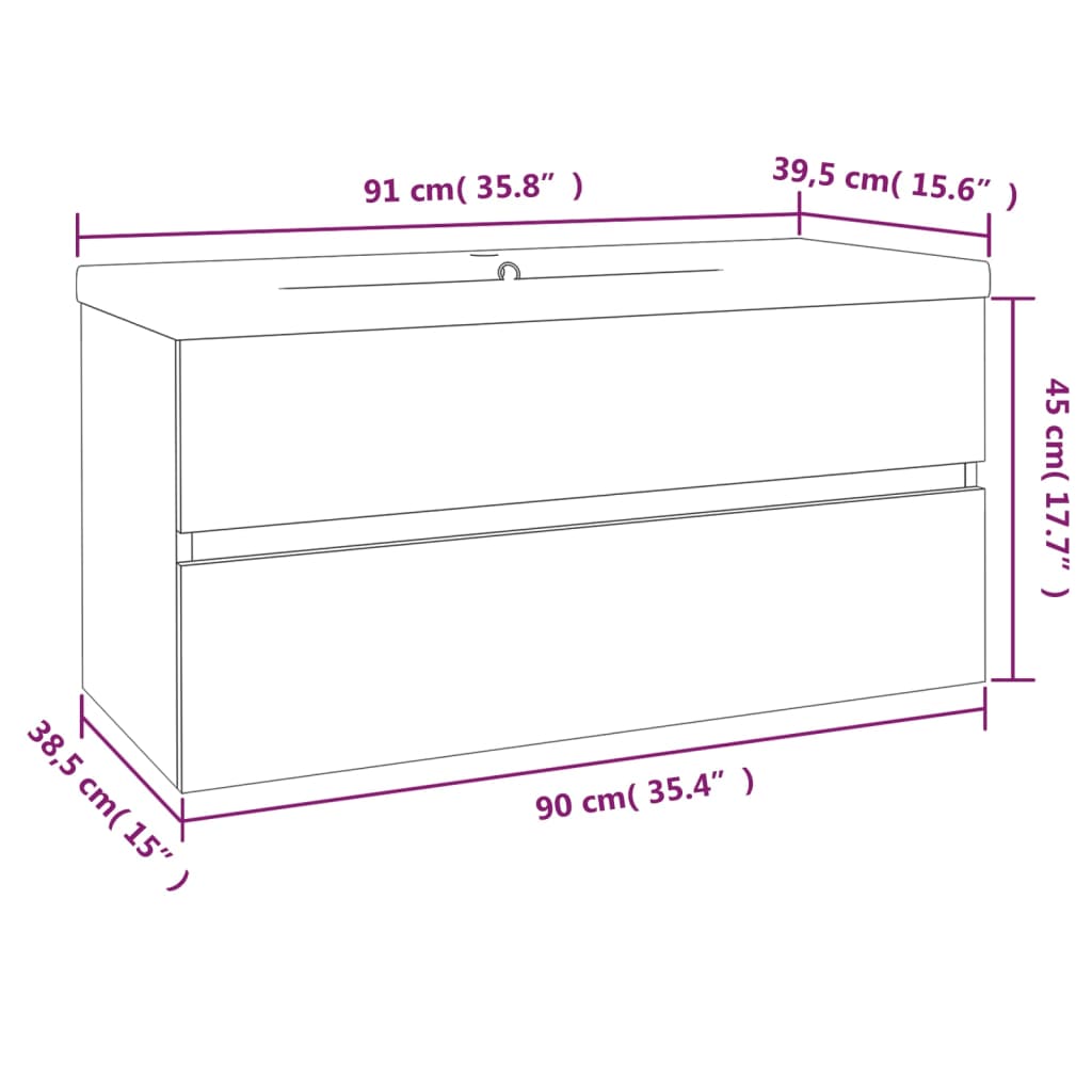 Mueble de baño con lavabo madera marrón roble vidaXL