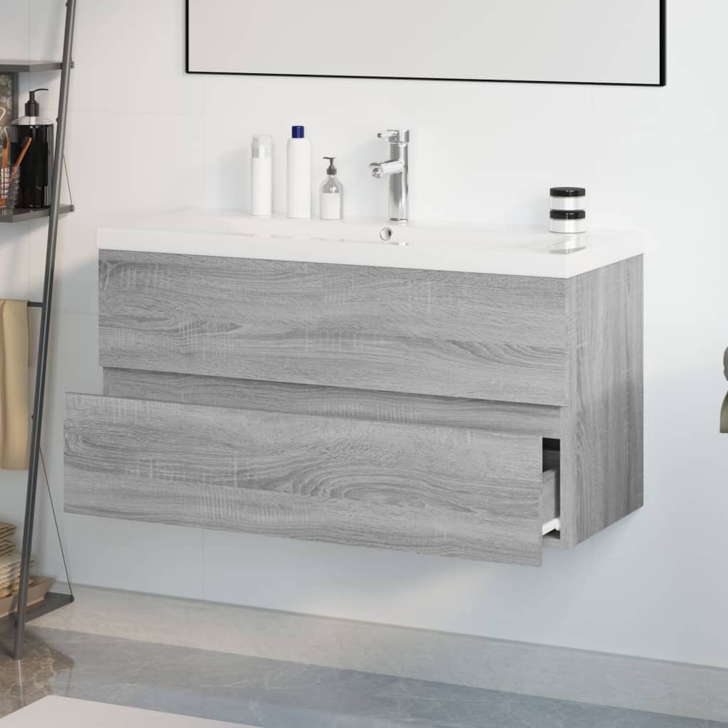 Mueble de baño con lavabo madera gris Sonoma vidaXL