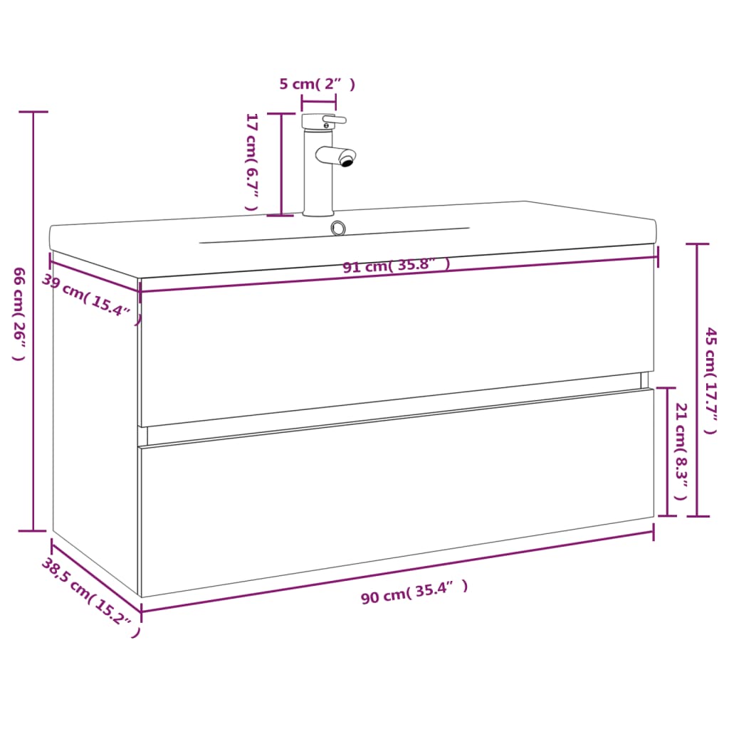 Mueble de baño con lavabo madera gris Sonoma vidaXL