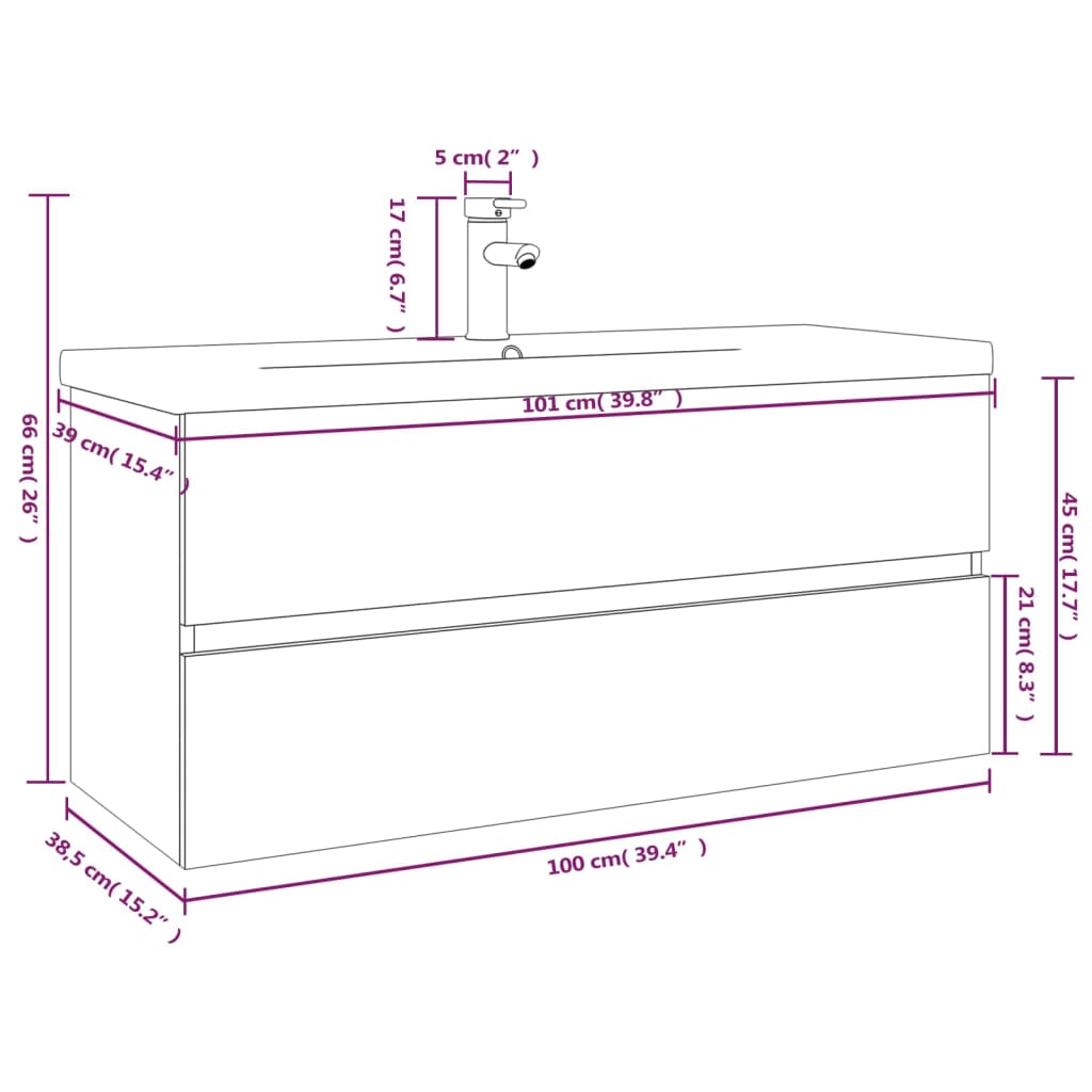 Mueble de baño con lavabo madera roble ahumado vidaXL