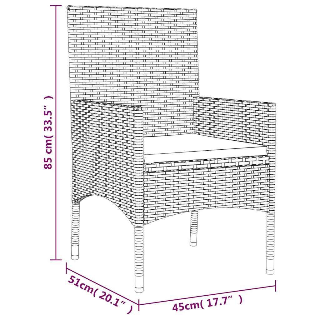 Set muebles de jardín 4 piezas y cojines ratán sintético marrón vidaXL