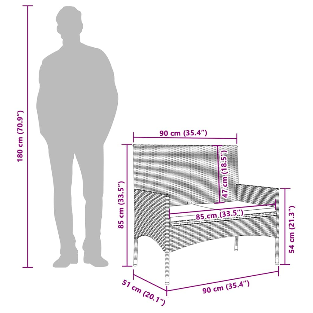 Set muebles de jardín 4 piezas y cojines ratán sintético marrón vidaXL