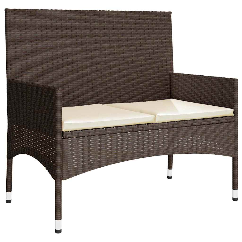 Set muebles de jardín 4 piezas y cojines ratán sintético marrón vidaXL