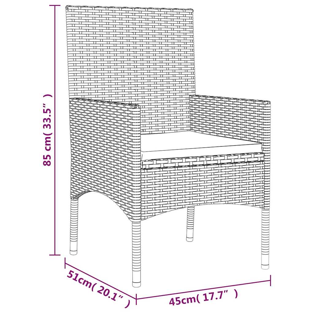 Set de muebles de jardín 4 pzas y cojines ratán sintético gris vidaXL