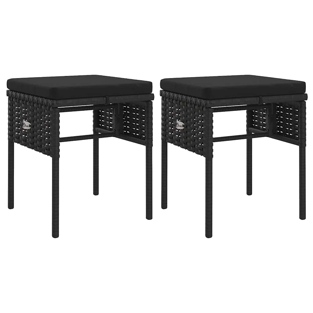 Set muebles de jardín 6 piezas y cojines ratán sintético negro vidaXL