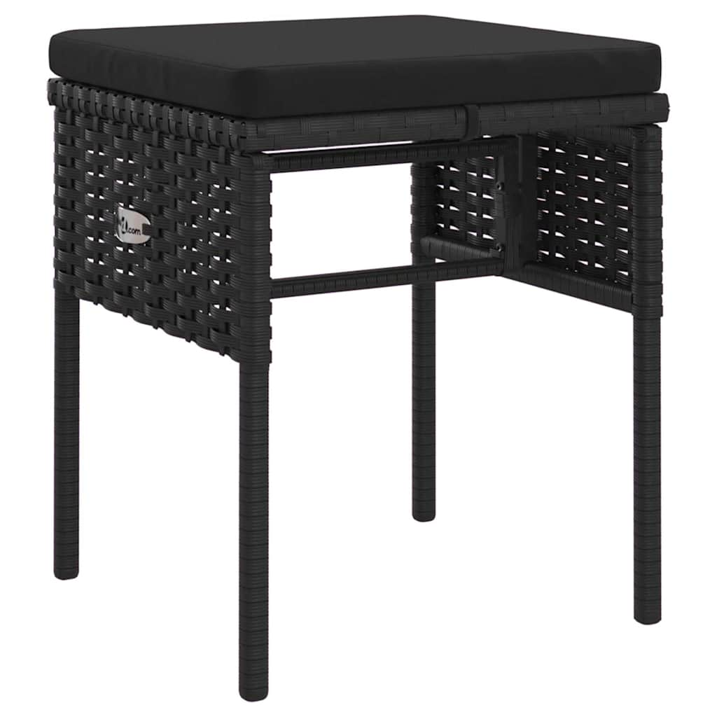 Set muebles de jardín 6 piezas y cojines ratán sintético negro vidaXL