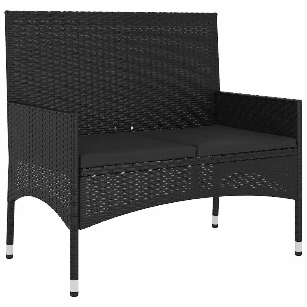 Set muebles de jardín 6 piezas y cojines ratán sintético negro vidaXL